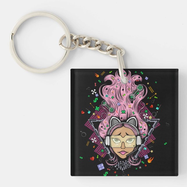 Gamer Girl Key Ring (Front)