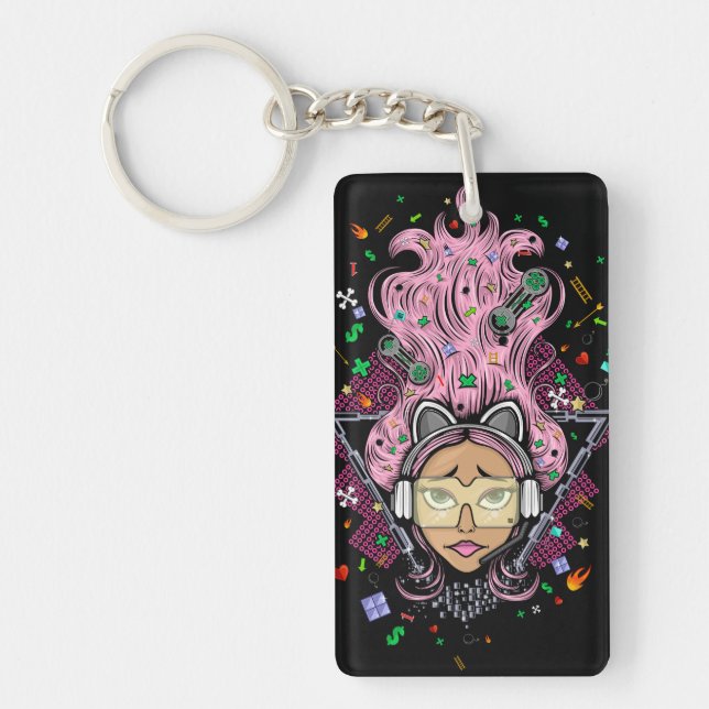 Gamer Girl Key Ring (Front)