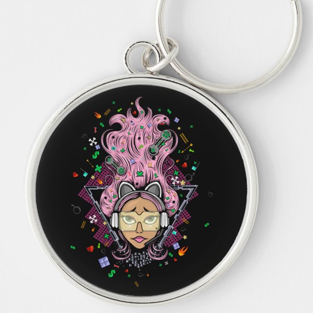 Gamer Girl Key Ring (Front)