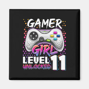 Gamer Girl Level 11 Unlocked Video Game 11th Birth Magnet