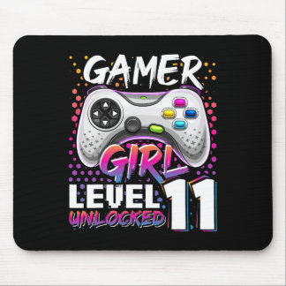 Gamer Girl Level 11 Unlocked Video Game 11th Birth Mouse Pad