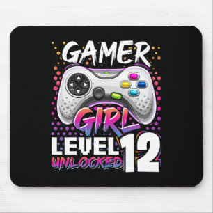 Gamer Girl Level 12 Unlocked Video Game 12th Birth Mouse Pad