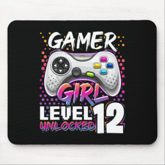 Gamer Girl Level 12 Unlocked Video Game 12th Birth Mouse Pad