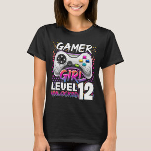 Gamer Girl Level 12 Unlocked Video Game 12th Birth T-Shirt