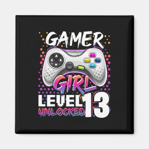 Gamer Girl Level 13 Unlocked Video Game 13th Birth Magnet
