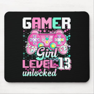 Gamer Girl Level 13 Unlocked Video Game 13th Birth Mouse Pad