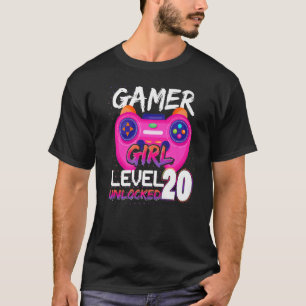 Gamer Girl  Level 20 Unlocked Video Games Birthday T-Shirt