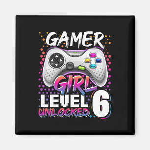 Gamer Girl Level 6 Unlocked Video Game 6th Birthda Magnet