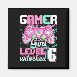 Gamer Girl Level 6 Unlocked Video Game 6th Birthda Magnet