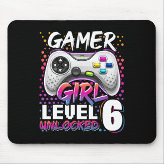 Gamer Girl Level 6 Unlocked Video Game 6th Birthda Mouse Pad