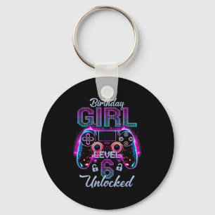 Gamer Girl Level 6 Unlocked Video Gaming 6th Birth Key Ring