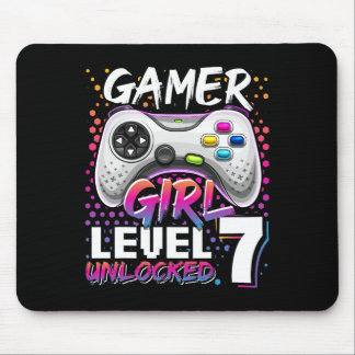 Gamer Girl Level 7 Unlocked Video Game 7th Birthda Mouse Pad