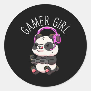 Gamer Girl Panda Gaming Pandas Video Game Women Gi Classic Round Sticker