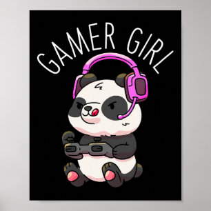 Gamer Girl Panda Gaming Pandas Video Game Women Gi Poster