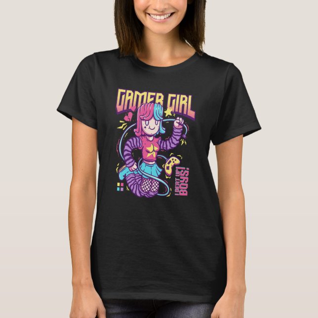 Gamer Girl PC Gaming Video Game E girl Computer Ga T-Shirt (Front)