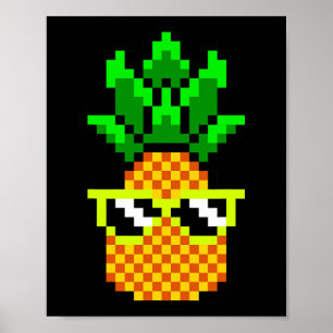 Gamer Girl Pineapple Sungles Retro 8-bit Video Gam Poster