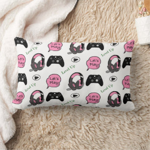 Gamer Girl Pink and Black  Lumbar Cushion