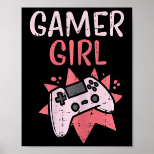 Gamer Girl Pink Game Controller Cute Video Gaming Poster