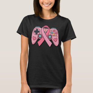 Gamer Girl Pink Ribbon Breast Cancer Awareness T-Shirt
