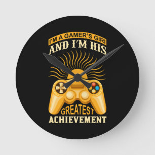 Gamer girl round clock