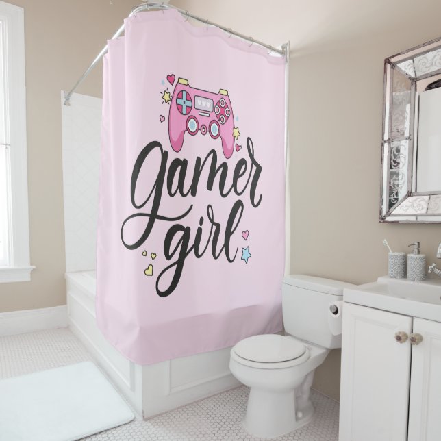 Gamer Girl Shower Curtain (In Situ)
