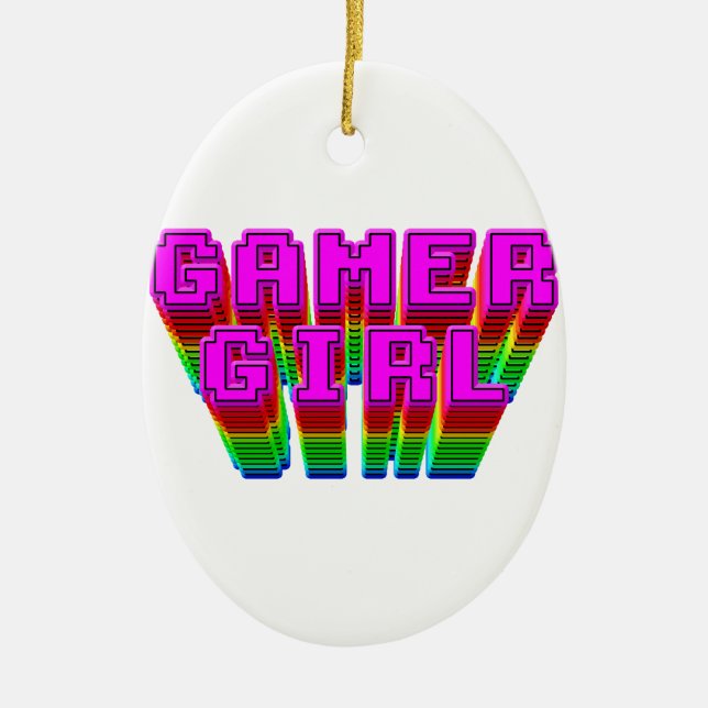 Gamer Girl Text Ceramic Ornament (Front)