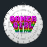 Gamer Girl Text Dartboard<br><div class="desc">Text inspired by the vintage 8-bit video games from the 80s. Colourful design.</div>