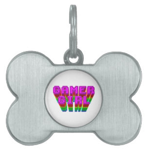 Gamer Girl Text Pet Name Tag