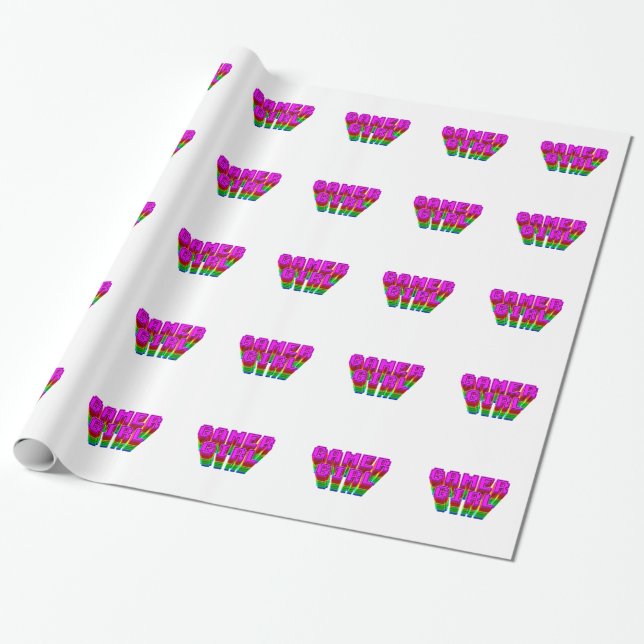 Gamer Girl Text Wrapping Paper (Unrolled)