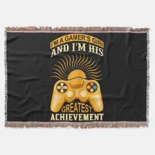 Gamer girl throw blanket
