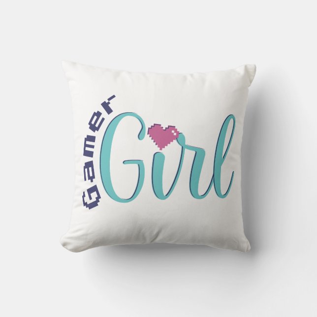 Gamer Girl Throw Pillow - Perfect Gaming Gift (Front)
