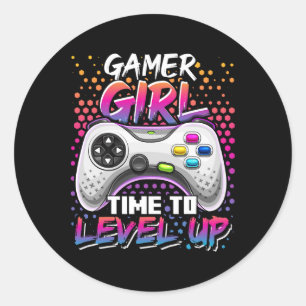 Gamer Girl Time To Level Up Video Game Birthday Gi Classic Round Sticker