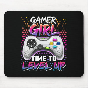 Gamer Girl Time To Level Up Video Game Birthday Gi Mouse Pad