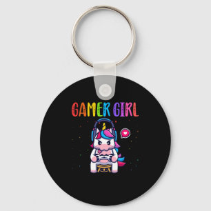 Gamer Girl Unicorn Gaming Cute Video Game Key Ring