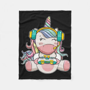 Gamer Girl Unicorn Gaming Cute Video Game Women Gi Fleece Blanket