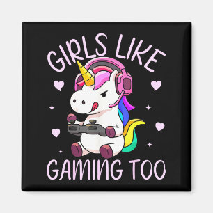 Gamer girl unicorn gaming video game girls like magnet