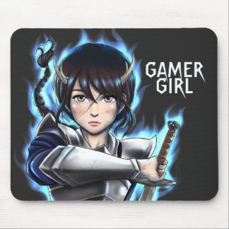 Gamer Girl Warrior Spirit Sword Mouse Pad