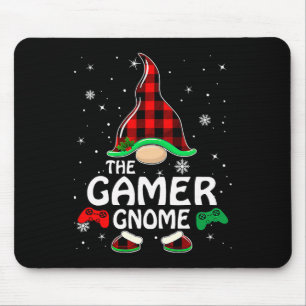 Gamer Gnome Buffalo Plaid Matching Family Christma Mouse Pad