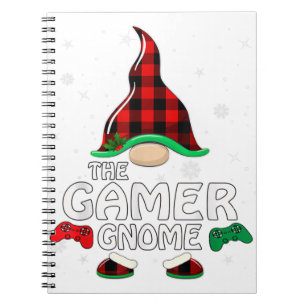 Gamer Gnome Buffalo Plaid Matching Family Christma Notebook