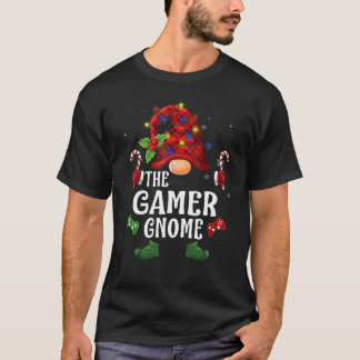 Gamer Gnome Buffalo Plaid Matching Family Christma T-Shirt