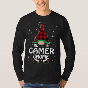 Gamer Gnome Buffalo Plaid Matching Family Christma T-Shirt