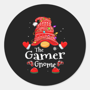 Gamer Gnome - Xmas Video Gamers Christmas Gnomes Classic Round Sticker