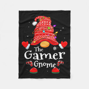 Gamer Gnome - Xmas Video Gamers Christmas Gnomes Fleece Blanket