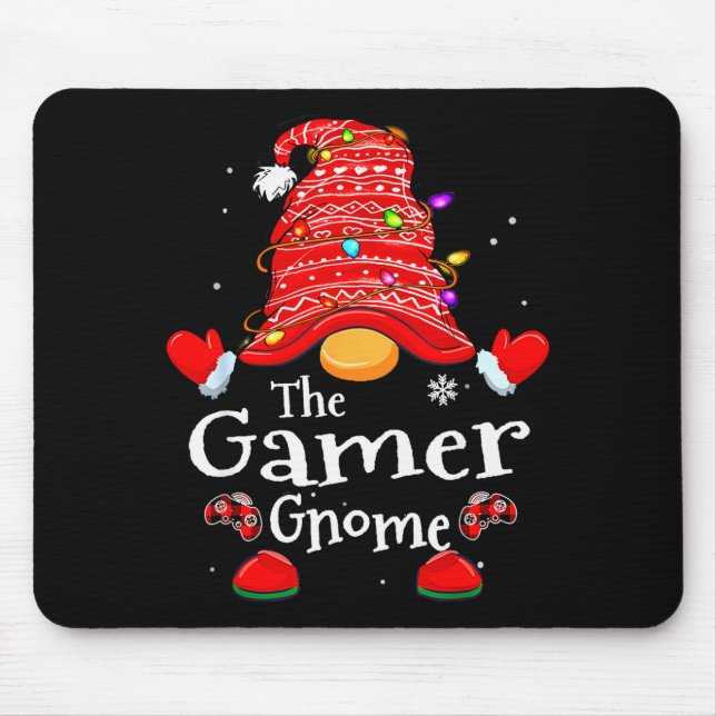 Gamer Gnome - Xmas Video Gamers Christmas Gnomes  Mouse Pad (Front)