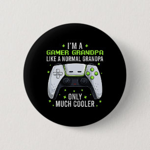 Gamer Grandpa Gaming Gaming Shirt Funny Video Game 6 Cm Round Badge