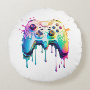 Gamer Graphic Video Game - Colourful Video Game Lo Round Cushion
