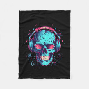 Gamer Halloween Costume Skull Gaming Video-game Fleece Blanket