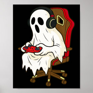 Gamer Halloween Ghost Scary Gaming Video Game Boys Poster