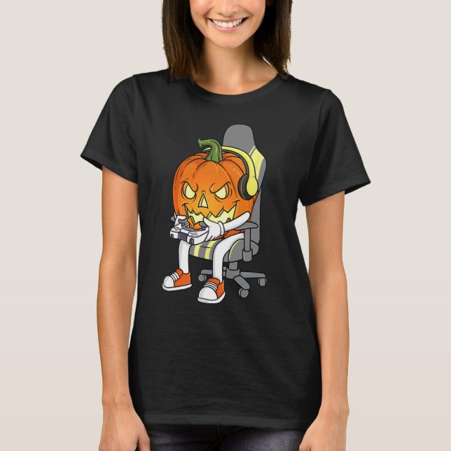 Gamer Halloween Jackolantern Scary Gaming Boys Kid T-Shirt (Front)