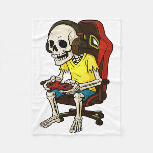 Gamer Halloween Skeleton Scary Gaming Video Game B Fleece Blanket